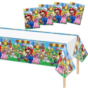 4 pcs birthday party tablecloth 42.5 x 70.8 inch, brother party tablecloth for birthday party supplies decorations