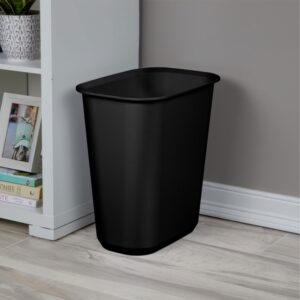 Sterilite 5.5 Gallon Rectangular Wastebasket Easy to Clean Open Top Durable Home Kitchen Trash Bin, Fits 8 Gallon Liner, 6 Pack, Black