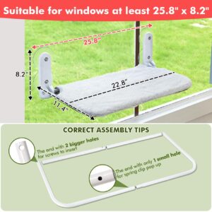 Zoratoo 2PC Cat Window Perch Cordless Foldable Cat Hammock Bed for Window with Metal Frame and Reversible Cover, Large Suction Cups Window Resting Seat for Indoor Cats (Cat Bed, L-2PC)