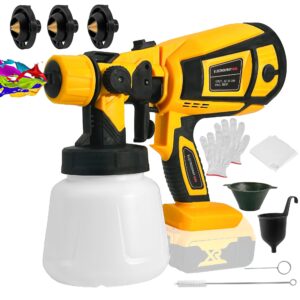 cordless paint sprayer compatible with dewalt 20v battery,hvlp spray paint gun with motor and copper nozzle,600w cordless paint sprayer for home interior and exterior, house painting(tool only)