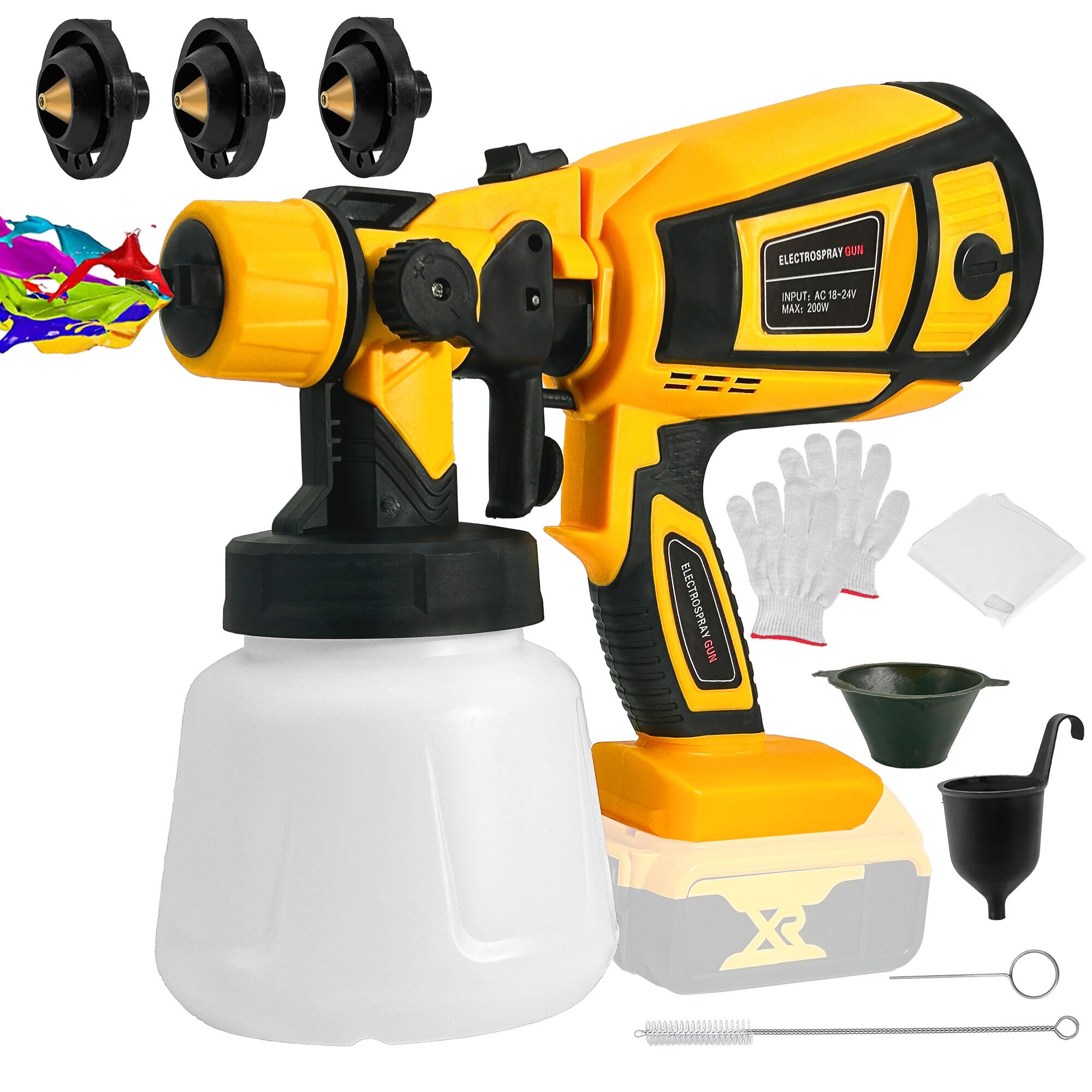 Cordless Paint Sprayer Compatible with DEWALT 20V Battery,HVLP Spray Paint Gun with Motor and Copper Nozzle,600W Cordless Paint Sprayer for Home Interior and Exterior, House Painting(Tool Only)