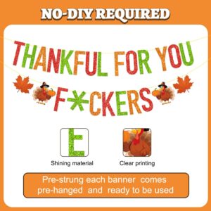 Thanksgiving Decorations Indoor,Thankful for You Friendsgiving Party Decorations colourful Friends Giving Party Decorations Pre-Assembled Banner