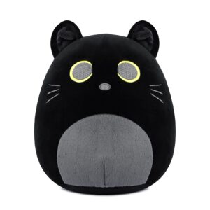 eukynlre black cat plush pillows, black cat stuffed animals, cute cat plushie toy, soft black cat pillow plush, present for kids boys girls christmas birthday (11.5 inches, black cat)