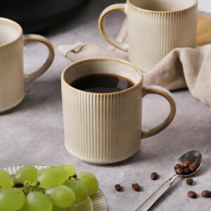 MONITO Coffee Mugs Set of 4, 16Oz Mugs Set, Ceramic Coffee Cups with Large Handles, Suitable for Lattes, Hot tea, Cappuccinos, Mochas, and Cocoa - Bonbon Beige