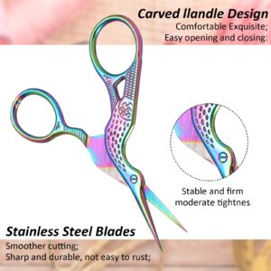 10 Pcs Stork Scissors Embroidery Scissors Bulk 3.6 Inch Stainless Steel Small Craft Scissors Rainbow Cross Stitch Sewing Crochet Scissors DIY Tools Dressmaker Scissors