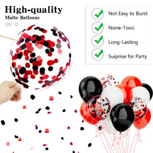 Red and Black Balloons 60 Pcs 12 inch Matte Black Red and White Latex Balloon Confetti Party Balloons for Ghostface Scream Birthday LadyBug Party Graduation Decoration Pirate Cartoon Mouse Party Favor