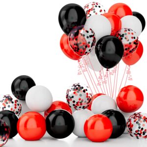 red and black balloons 60 pcs 12 inch matte black red and white latex balloon confetti party balloons for ghostface scream birthday ladybug party graduation decoration pirate cartoon mouse party favor