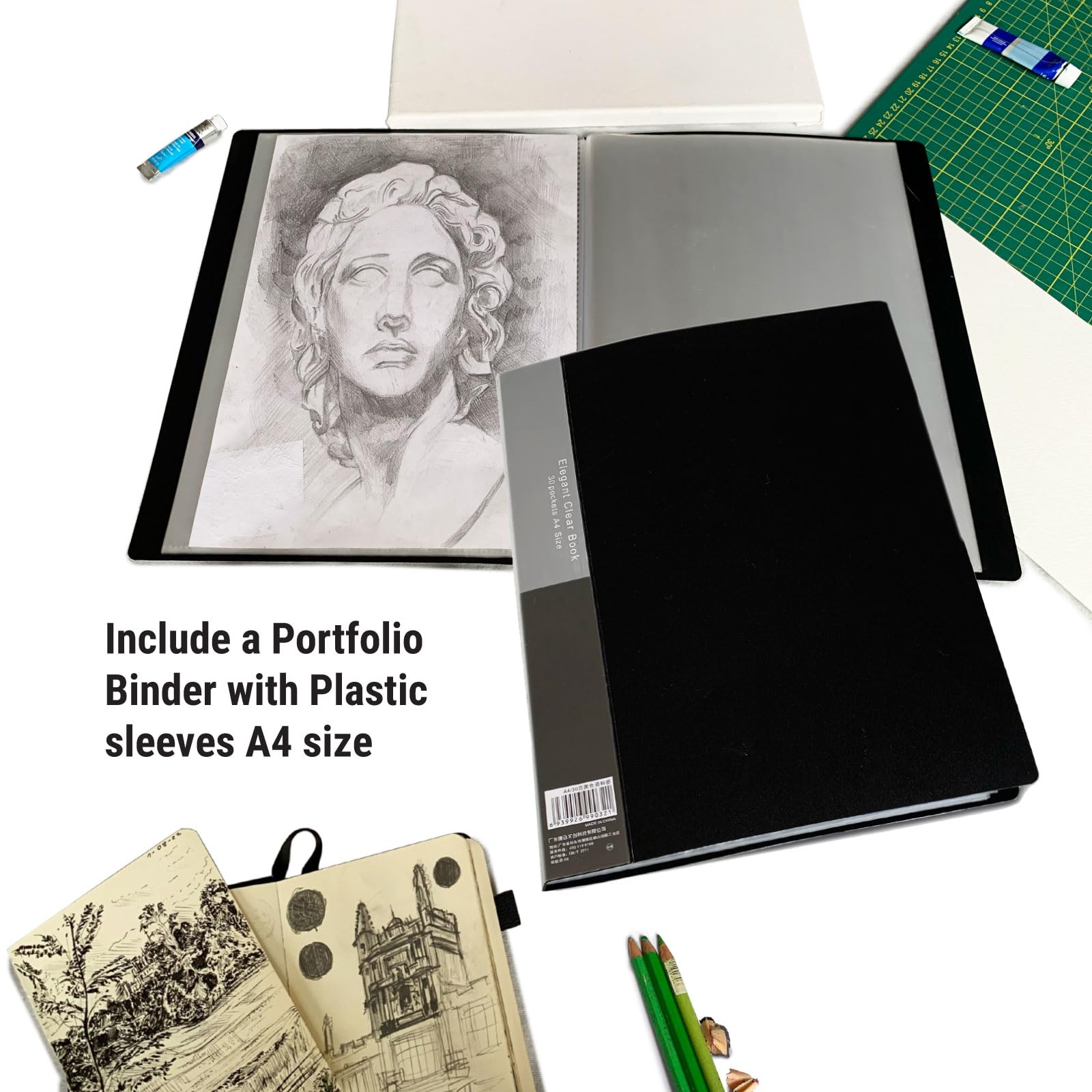 Portfolio Folder for Artwork , 18x24 portfolio Waterproof Polyester , Portfolio with Handle and Adjustable Shoulder Straps , Porfolio includes a Binder with Plastic Sleeves , art & craft portfolios