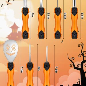 Pumpkin Carving Tools Kit, 7 Pcs Halloween Pumpkin Carving Kit Set with 12 Pcs Stickers, Professional Stainless Handle Tools with Carrying Case, Gift for Halloween Party Adults Kids