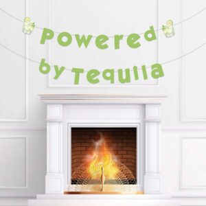 Sursurprise Tequila Party Decorations, Powered by Tequila Banner for Margaritas Martini Fiesta Birthday Bachelorette Bridal Shower Engagement Wedding Party Supplies