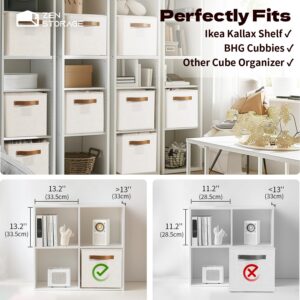 13"x13" Cube Boxes, Cube Storage Bins with Handles for Closet,Foldable Linen Storage Bins with Handles for Clothes, Yarns, Towels, Blankets,Toys, Beige, 4 Pack