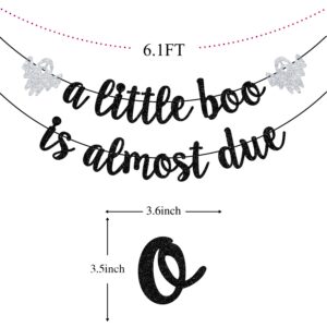 A Little Boo is Almost Due Banner, Halloween Baby Shower Banner, Fall Halloween Baby Shower Gender Reveal Party Decorations, Black Glitter