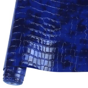 hguan crocodile skin texture faux leather sheets fabric 12"x53"(30cm x 135cm) used for diy sewing keychain leather earring project (royal blue)