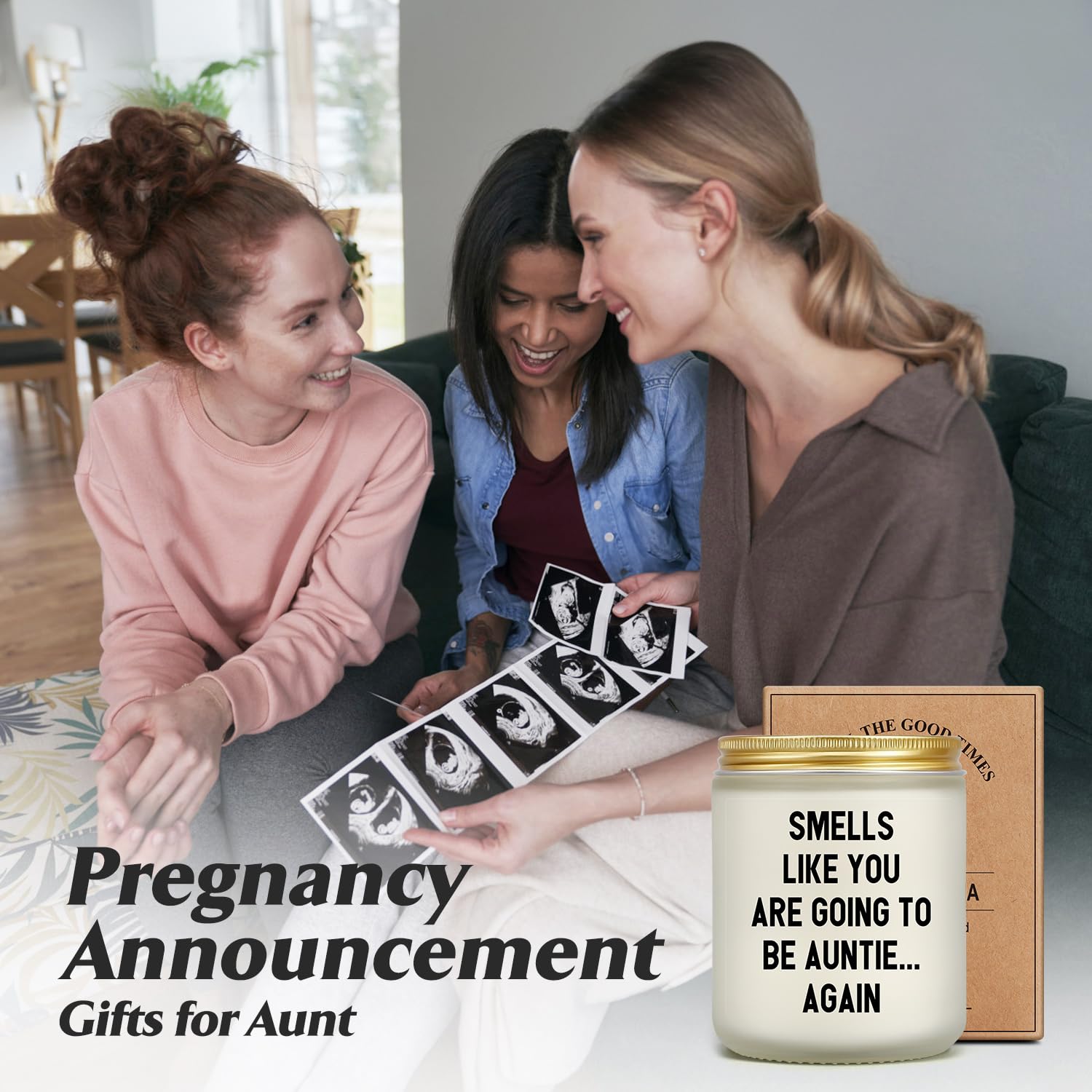 Pregnancy Announcement for Aunt, Funny Baby Reveal Present for Aunt Again Aunt to Be, Second Time Auntie Gift Ideas, Surprise Announcements for Great Sister Friend Bestie, Lavender Scented Candle