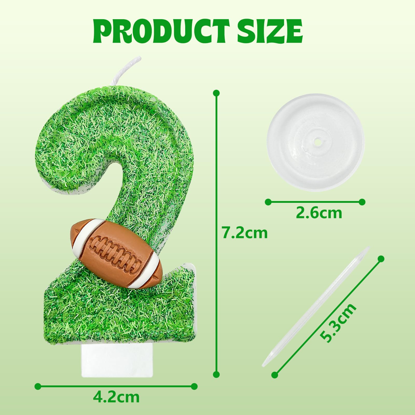 laackys Football Party Decorations Birthday Candles Number Cake Candles Green Football Field Cake Decoration Party Anniversary Decoration, Suitable for Football Birthday Theme, Party (2)