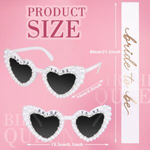 Bride To Be Gift Set - Bride To Be Sunglasses + Bride Sash+Veil Set, Bridal Shower Decorations for Bride, Bachelorette Party Favors Accessories