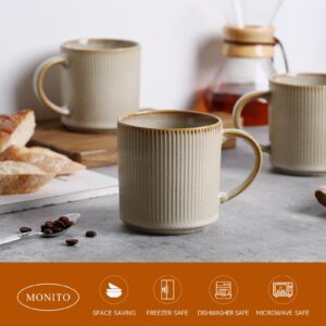 MONITO Coffee Mugs Set of 4, 16Oz Mugs Set, Ceramic Coffee Cups with Large Handles, Suitable for Lattes, Hot tea, Cappuccinos, Mochas, and Cocoa - Bonbon Beige