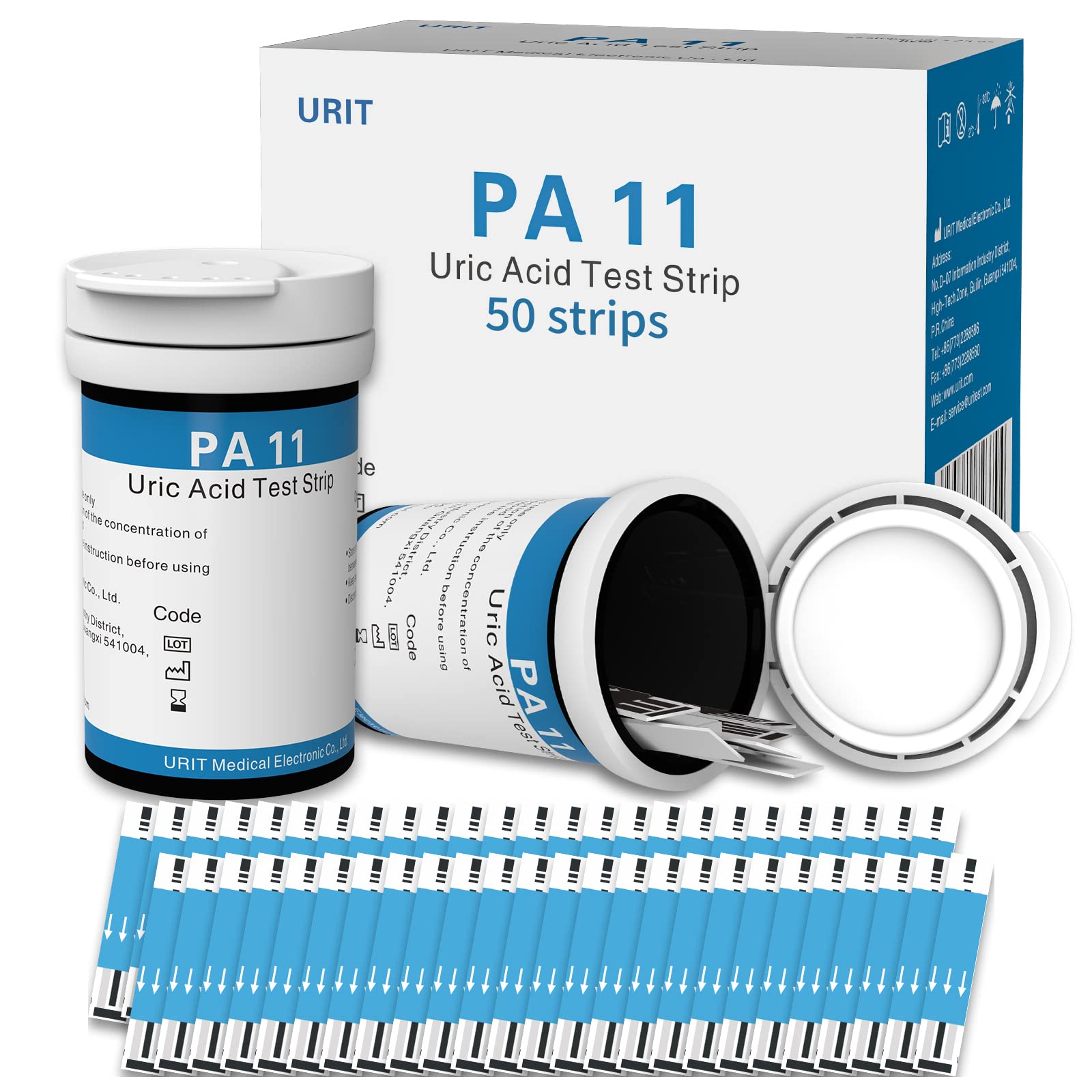 URIT 50 Pack UA Test Strips for URIT PA-11, 25 Test Strips Per Box. (Includes 50 Test Strips and 50 lancets.)