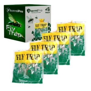 fly bags 4 pack | disposable fly traps outdoor | effective fly & fruit fly catcher | fly trap indoor | trampa para moscas | for backyards, patios, barns and stables