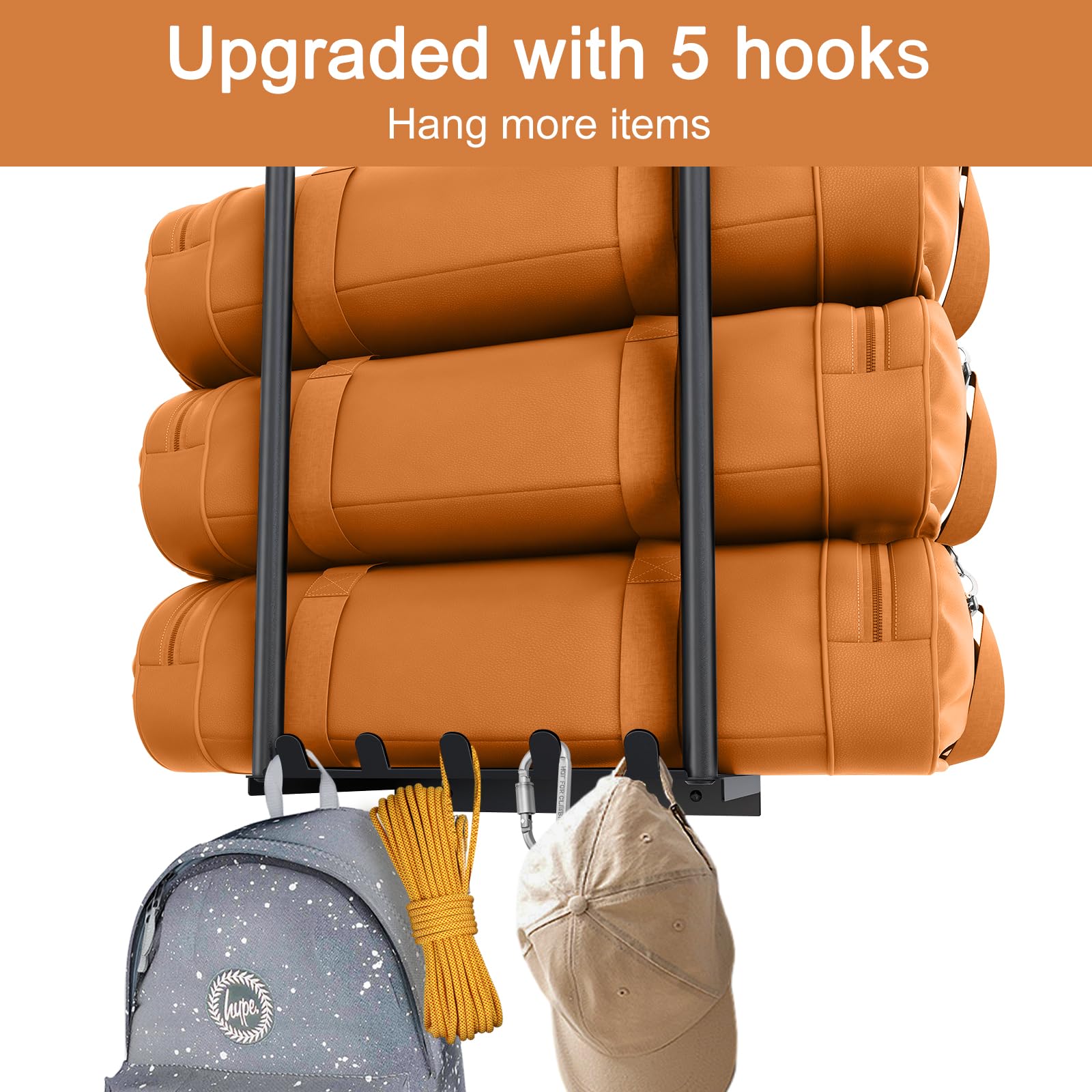 Camping Chair Rack for Garage Storage, Metal Camping Chair Wall Storage for Garage, Garage Storage Racks Wall Holder, Garage Chair Organizer with 5 Hooks, Garage Wall Shelving for Beach Chair Umbrella