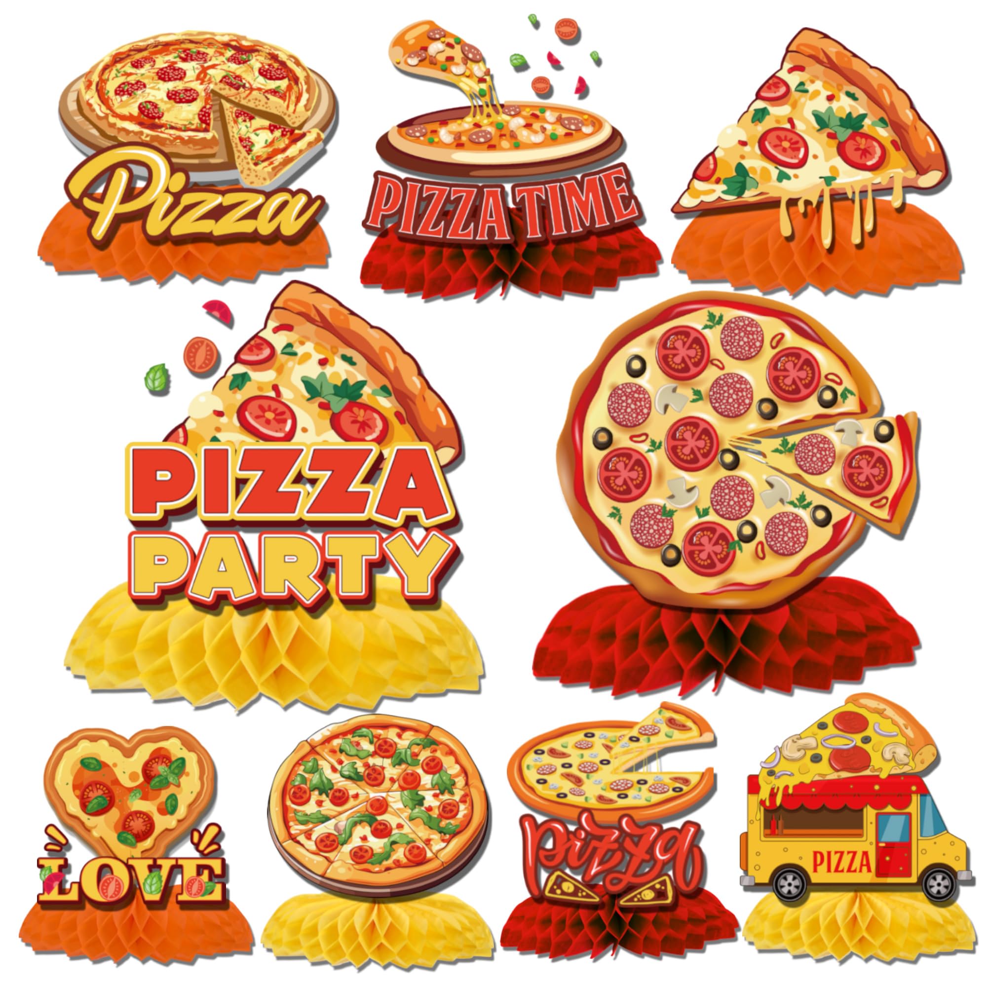 9PCS Pizza Centerpieces for Tables - Pizza Party Decorations Pizza Table Decorations Pizza Theme Party Supplies for Birthday Baby Shower Pizza Party Game Pizza Party Favors