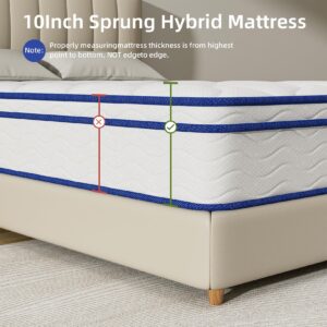 Full Mattress, 10 Inch Full Size Hybrid Mattress in a Box, Medium Firm Memory Foam and Spring Mattresses, Pressure Relief & Motion Isolationfor, Fiberglass Free Bed Mattress, CertiPUR-US Certified