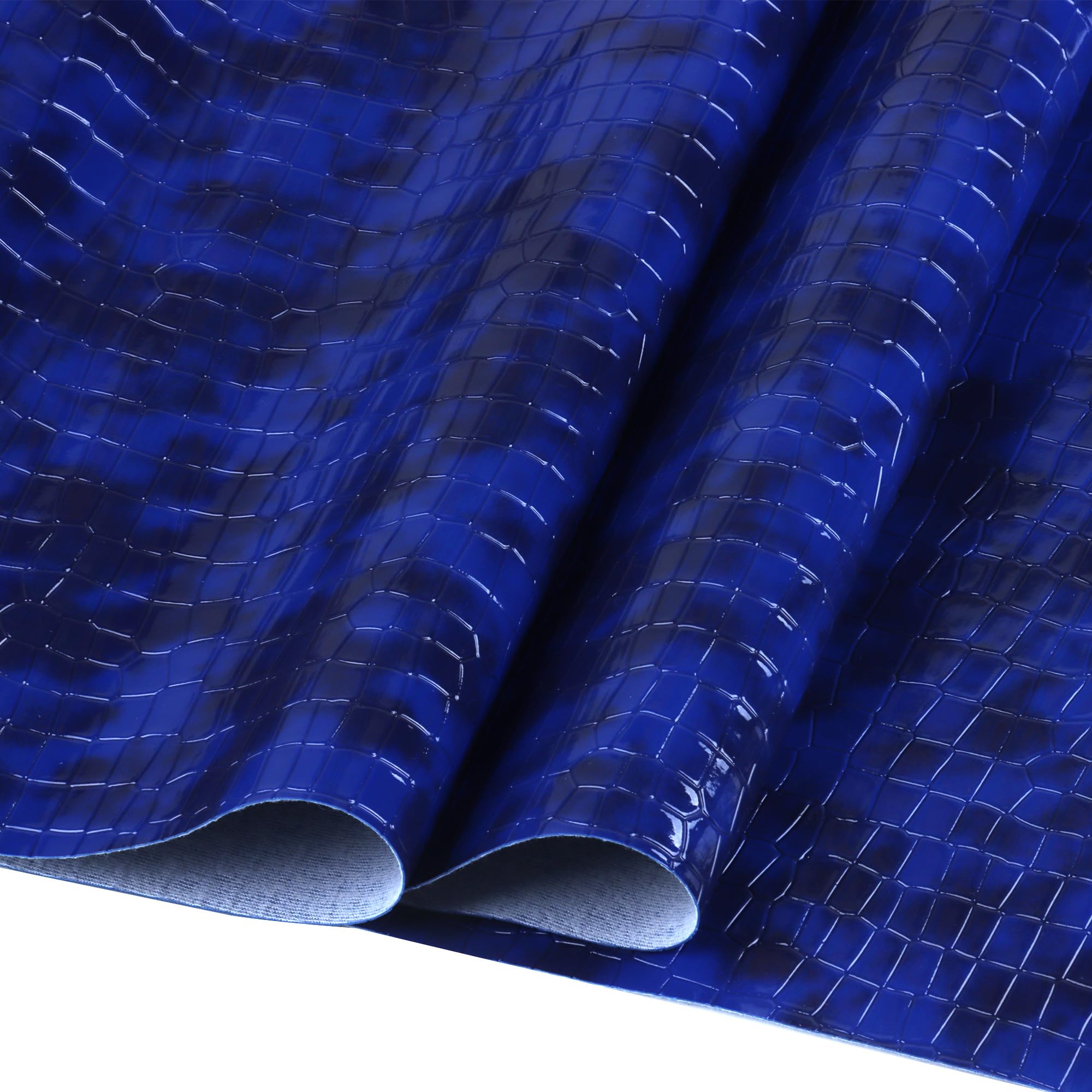 HGUAN Crocodile Skin Texture Faux Leather Sheets Fabric 12"x53"(30cm X 135cm) Used for DIY Sewing Keychain Leather Earring Project (Royal Blue)