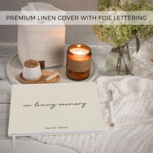 ZICOTO Beautiful Linen Funeral Guest Book for The Celebration of Life - The Perfect in Loving Memory Book with Ample Space to Sign in for Guests - Premium Craftsmanship for Honoring Loved Ones