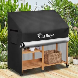 Osileyo Outdoor Garden Potting Bench Table Cover with Split Zipper,600D Tough Canvas Waterproof Anti-UV All Season Weather Complete Protection Cover.(47" x 20" x 47"),Black