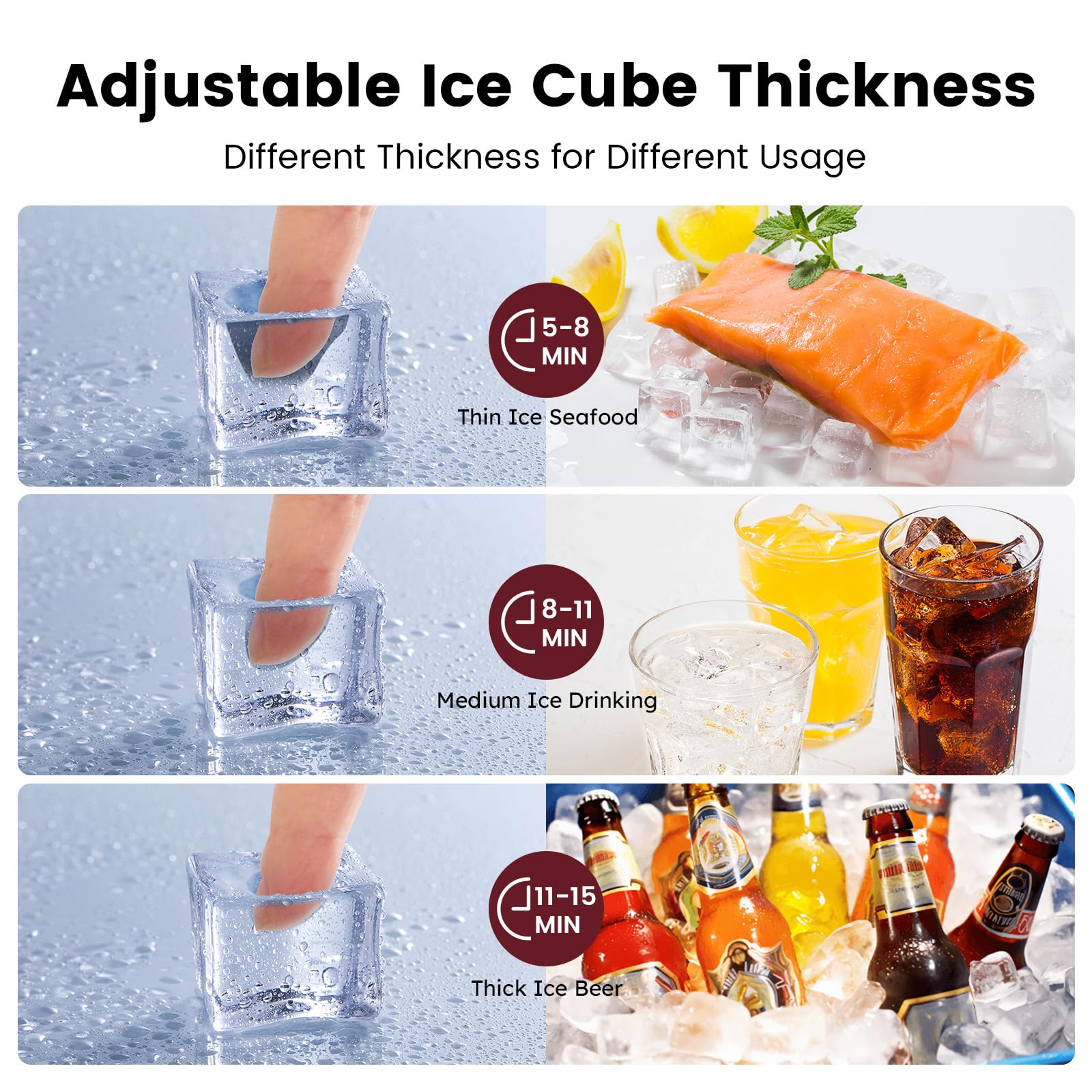 Commercial Ice Machine, 450 Lbs/24H, Under Counter Ice Machine with 120 Lbs Storage, Stainless Steel Freestanding ice Maker Machine Ice Cube Ready in 8-12 Mins, Self Cleaning with Water Filter