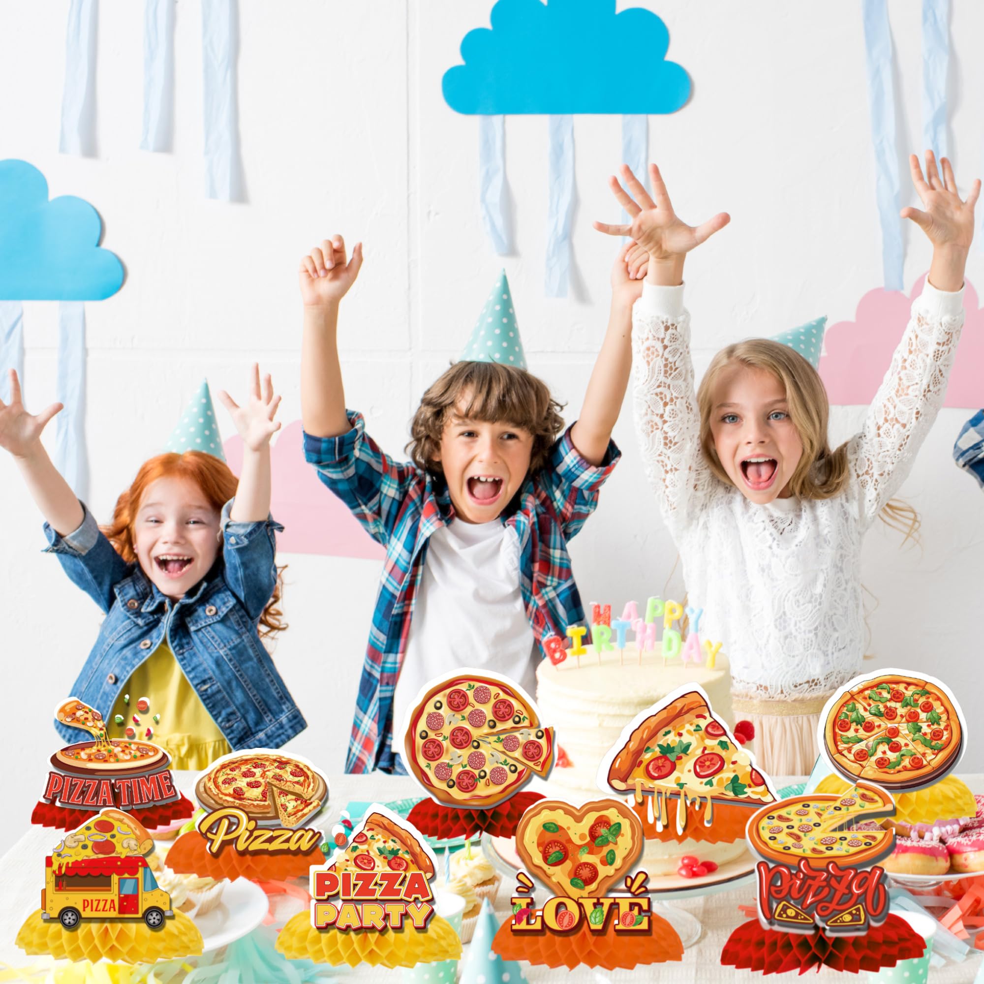 9PCS Pizza Centerpieces for Tables - Pizza Party Decorations Pizza Table Decorations Pizza Theme Party Supplies for Birthday Baby Shower Pizza Party Game Pizza Party Favors