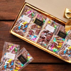 Mity rain 150 Pcs Knafeh Pistachio Chocolate Bar Wrappers Packaging with 150pcs Thank You Stickers, Clear Self Sealing Cellophane Bags for Candy Bar, Cookies, Treat, Party Favor