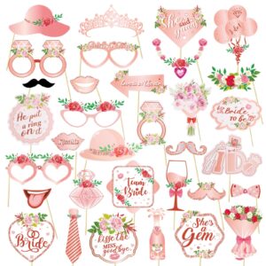 33pcs bridal shower photo booth props,pink bachelorette photo props for bachelorette party decorations