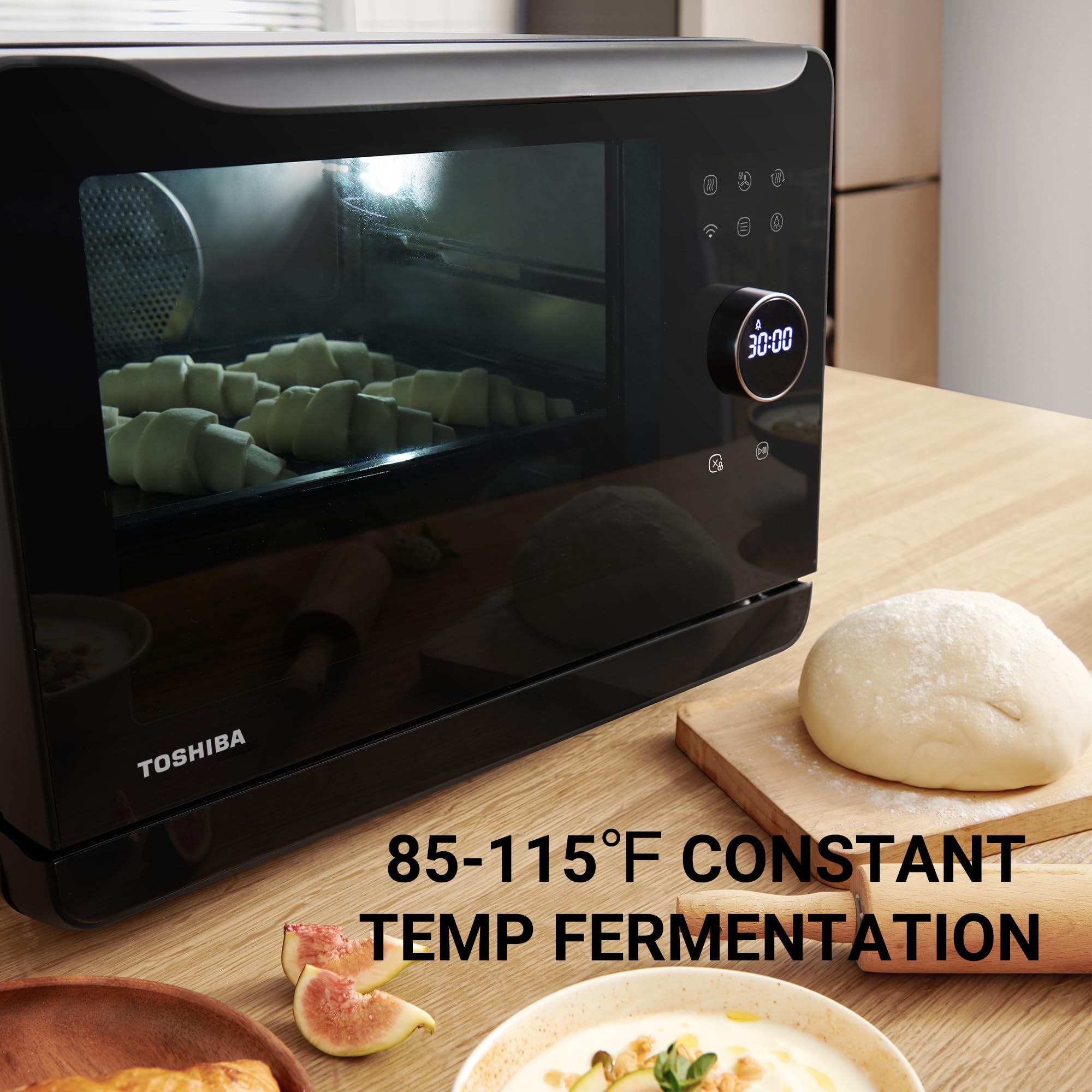 TOSHIBA 6-IN-1 Compact Steam Oven, Combi Oven Countertop with Convection Steam & Bake, Ferment, Air Fryer, Slow Cook, Smart APP Control, 36 Preset Menus and Steam Cleaning, 20L