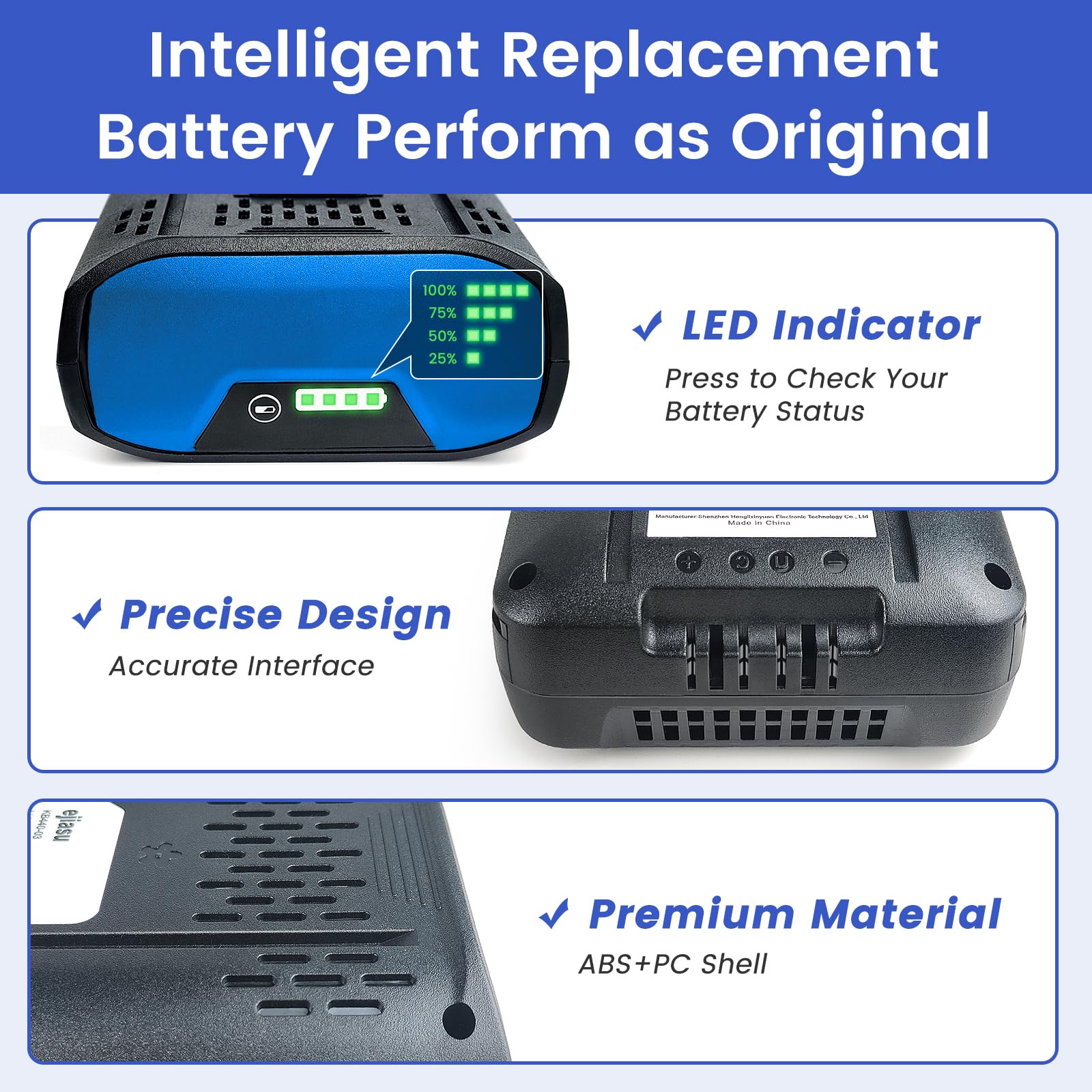 eJiasu Replacement for Kobalt 40V Battery: 6.0Ah Lithium ion Replace for 40 Volt Max Batteries KB-540-06 KB440-06‎ KB240-06 KB2540C-06 KB640-03 Cordless Power Tool Battery (Blue)