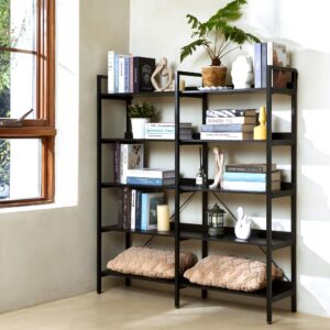 netstar book shelf, 5 tier bookcase, 41.24'' book case tall bookshelf for books, display shelves shelf storage organizer, 5 open book shelves, corner storage shelve for home office, living room