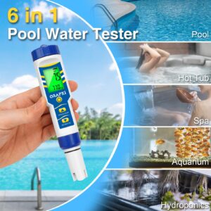 ORAPXI Pool Salt Tester Salinity Meter 6 in 1- Salt Ph ORP TDS EC Temp Meter pH Meter for Pool Salt pH ORP Tester pH and EC Tester for Hydroponics, Saltwater Pool, Hot Tubs, Aquarium