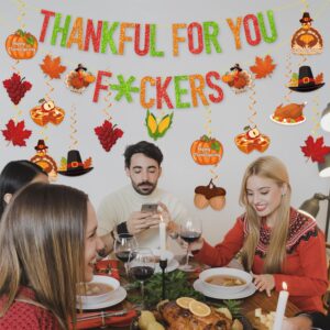 Thanksgiving Decorations Indoor,Thankful for You Friendsgiving Party Decorations colourful Friends Giving Party Decorations Pre-Assembled Banner