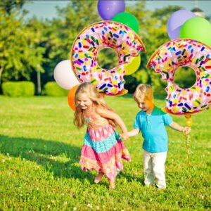 2PCS Donut Balloons Birthday Party Decorations Doughnut Foil Aluminum Balloon for Baby Shower Happy Birthday Graduation Party Supplies