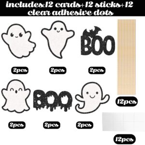 Ghost Centerpiece Sticks Halloween Ghost Party Table Decorations 12Pcs White Ghost Table Toppers Halloween Birthday Centerpieces for Halloween Little Boo Baby Shower Supplies