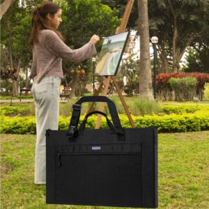 Portfolio Folder for Artwork , 18x24 portfolio Waterproof Polyester , Portfolio with Handle and Adjustable Shoulder Straps , Porfolio includes a Binder with Plastic Sleeves , art & craft portfolios