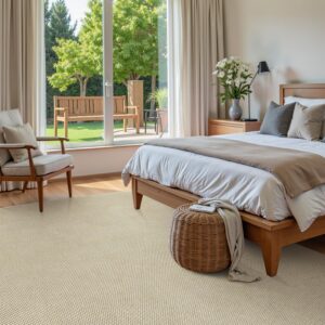 Moynesa Easy Jute Rug 5x7 Living Room Rug - 5x7 Area Rugs Natural Fiber Rugs for Bedroom, Farmhouse Indoor Outdoor, Hand Woven Sisal Rug Cotton Carpet for Home Office Decor, Natural & Beige