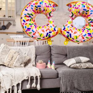 2PCS Donut Balloons Birthday Party Decorations Doughnut Foil Aluminum Balloon for Baby Shower Happy Birthday Graduation Party Supplies