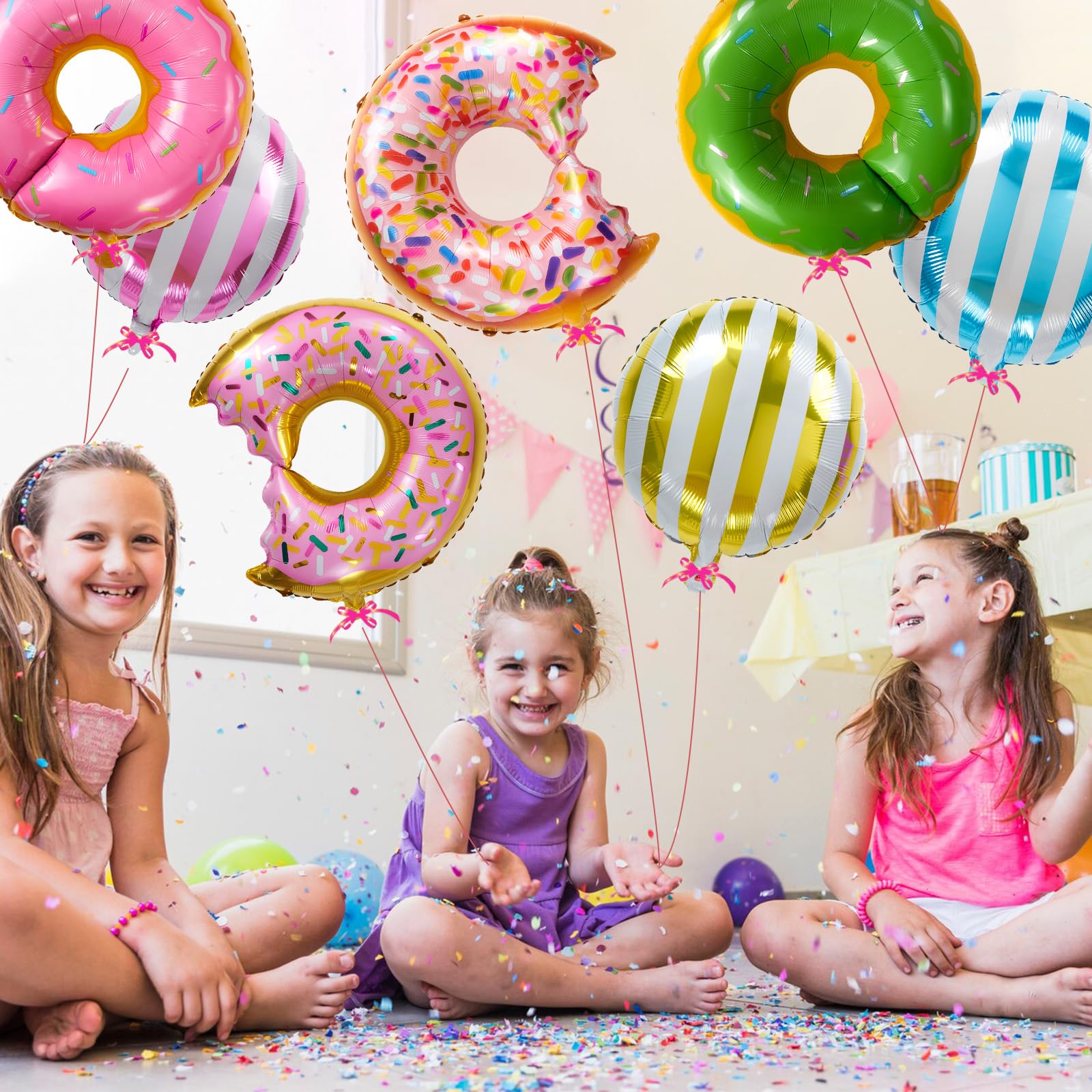 opasyo Donut Balloons &candy Balloons Set,8pcs Large Mylar Doughnut Balloons for Birthday Party Grow up Party Wedding Decoration Baby Shower,Donut Decorations Balloon