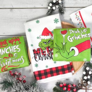 DMYIZH 4Pce Christmas Dish Towels Xmas Thief Kitchen Towels Merry Christmas Decorative for Cooking Baking Cleaning Super Absorbent Hand Towels Funny for Kitchen Bedroom Bathroom New Home