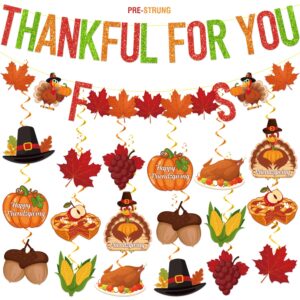 thanksgiving decorations indoor,thankful for you friendsgiving party decorations colourful friends giving party decorations pre-assembled banner