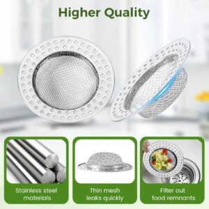 Diboniur 2 Pieces Kitchen Sink Strainer, Stainless Steel Sink Strainer, 8cm Kitchen Sink Strainer for Shower, Bathtub, Washbasin