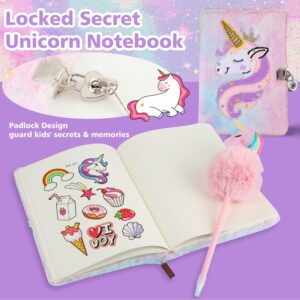 liooking Unicorn Gifts Toys for Girls Age 4 5 6 7 8 9 10,Unicorn Toy with Light Up Plush Star Pillow Unicorn Diary with Lock for Girls Age 6-8 Eye Mask for Teens Girl Christmas Birthday Gifts Ideas