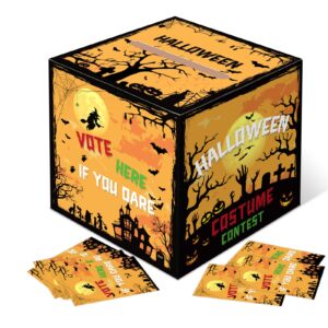 halloween party game card box costume contest ballot card box, 50 ballot voting cards, cast votes for your favorite costumes, game & party supplies for home, work, school, & bar costume parties decor