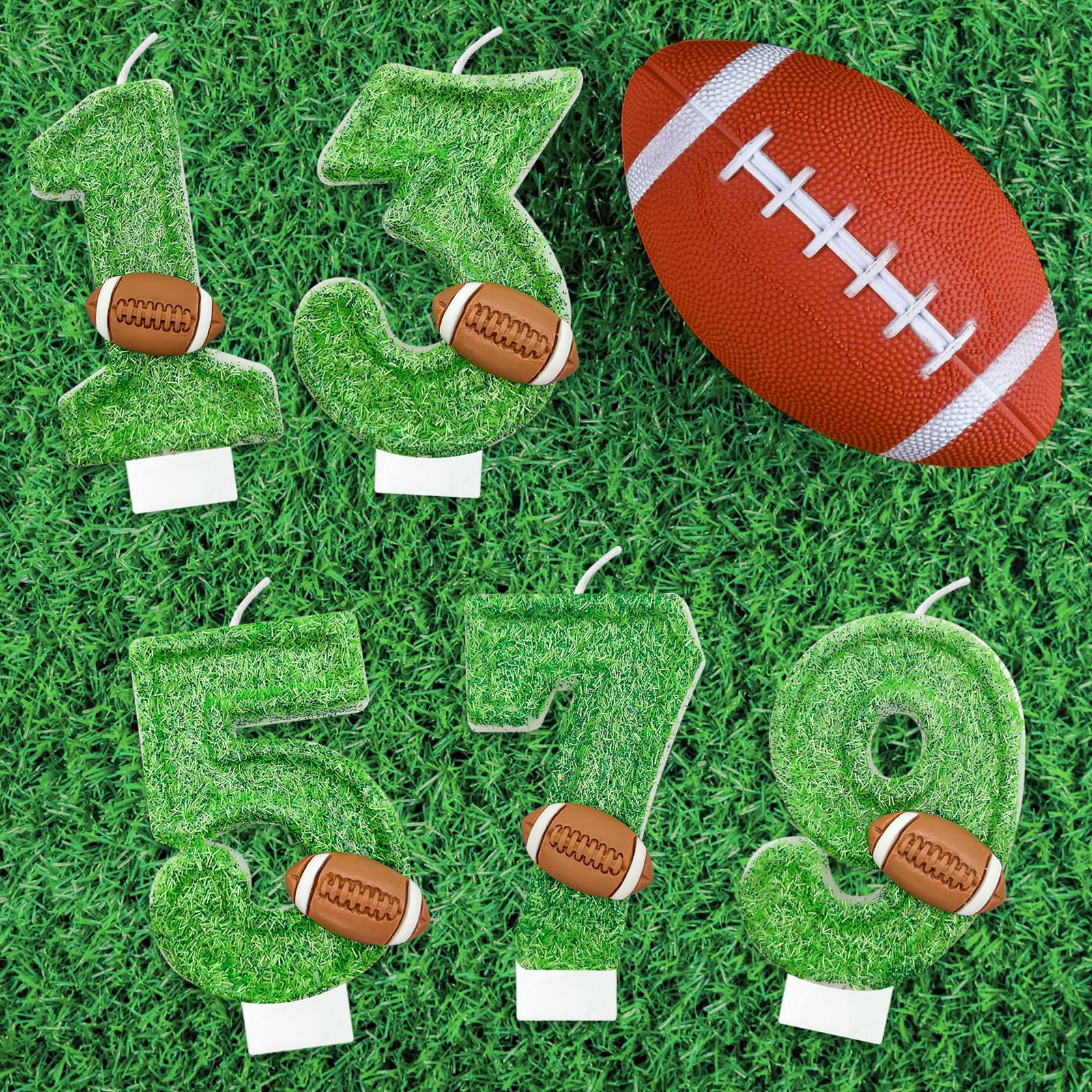 laackys Football Party Decorations Birthday Candles Number Cake Candles Green Football Field Cake Decoration Party Anniversary Decoration, Suitable for Football Birthday Theme, Party (2)